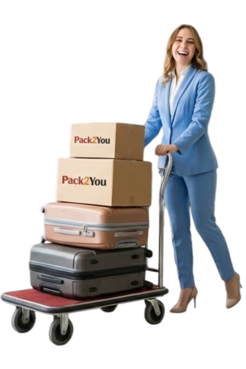 Visitor picks up the package